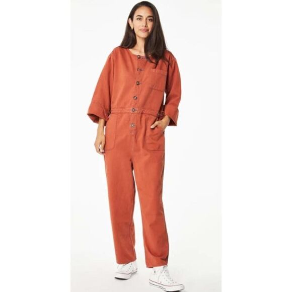 Roller Rabbit Orange Red Abilene Jumpsuit Sz. S - Picture 1 of 7